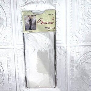 Vintage 80s Thigh High Stockings OS WHITE Style 610 Nylon Elastic‎ SERENA